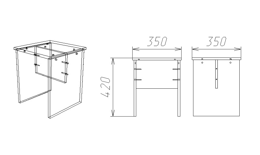 Стол для шахмат 700x600x740