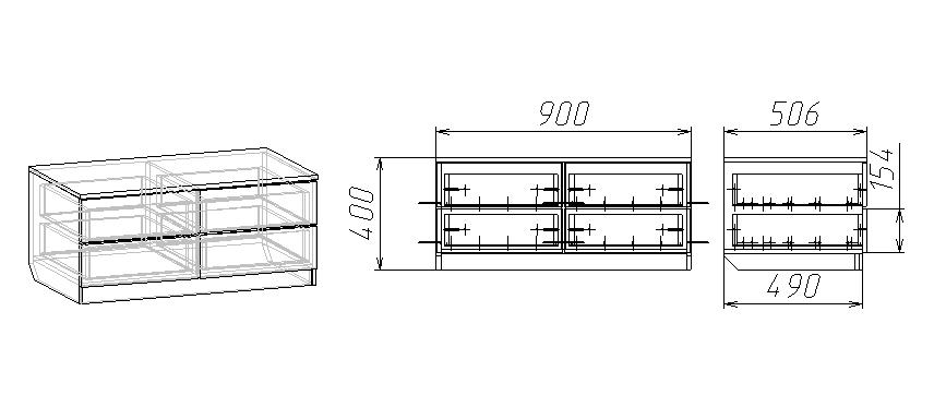 Тумба с ящиками 900х490х400